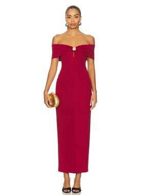 Superdown Revolve Dark Red Blake Off the Shoulder Evening Gown Size Small NWT